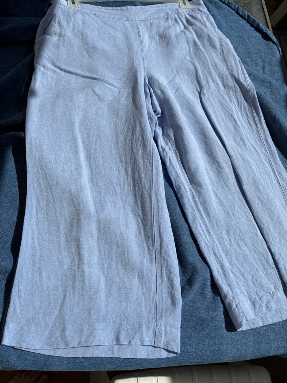 Loft Linen Blend Cropped Pants Light Blue size 13